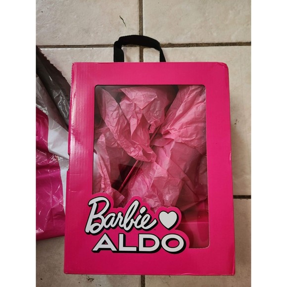 *LIMITED* ALDO x Barbie Clear Pink Stiletto Heel w/ Rhinestones Women SIZE 7 - Picture 8 of 9